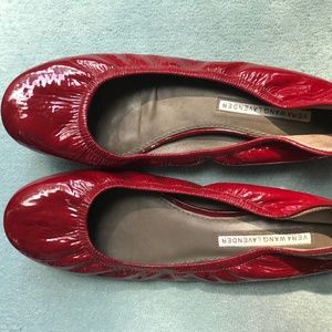 Vera Wang Lavender Red Leather Ballet Flats 8